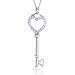 Bling Jewelry Sterling Silver CZ Open Heart Key Pendant with 18in chain