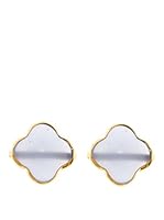 Silver One Pendientes Trébol de la Suerte Calcedonia