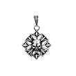 Fleur Skull Pendant - Pewter - 1.25'' Length