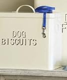 Cream Enamel Metal Dry Dog Food Storage: metal garden storage