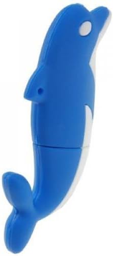 8GB Novelty Cute Lovely Rubber Dolphin USB 2.0 Flash Drive Data Memory Stick Device - Blue and White