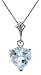 14k White Gold 18" Necklace with Heart Aquamarine Pendant