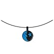 Handcrafted Blue Dichroic Star and Moon Choker Necklace