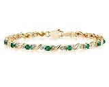 10k Yellow Gold Diamond and Emerald Bracelet