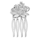 1.5 Inch Silver Plated Base Metal and Swarovski Crystal Flower Design Fashion Hair Comb - JewelryWeb