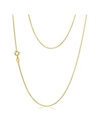 18" Box Chain Necklace 0.60 mm width in 14K Yellow gold - Free Shipping