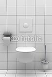 Wallmonkeys Peel and Stick Wall Decals - Modern Toilet with White Tiles on Wall and Floor - 60