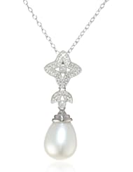 Sterling-Silver Diamond and Freshwater Cultured Pearl Pendant Necklace (0.04 cttw, G-H Color, I2-I3 Clarity), 18"