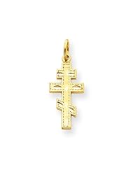 14k Eastern Orthodox Cross Charm, Best Quality Free Gift Box Satisfaction Guaranteed