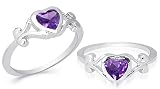 Heart Cut Amethyst Ring Sterling Silver