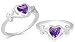 Heart Cut Amethyst Ring Sterling Silver