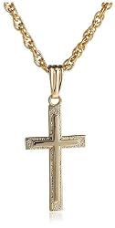 14k Yellow Gold Filled Cross Pendant, 18"