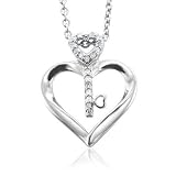 Sterling Silver Key My Heart Diamond Pendant Necklace (HI, I, 0.10 carat)