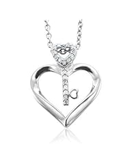 Sterling Silver Key My Heart Diamond Pendant Necklace (HI, I, 0.10 carat)