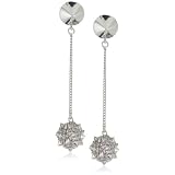 nOir Pyramid Drop Spike Earrings in Rhodium Si