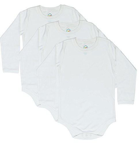 4T 5T 6T Toddler Bodysuit Long Sleeve Round Crew Neck 3-pack