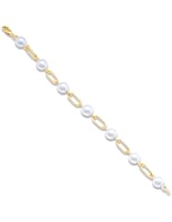 South Sea White Pearl Bracelet in 14K Yellow Gold (9-10mm)