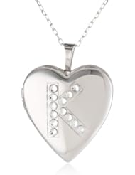 Momento Lockets Silver Swarovski Crystal Initial K Locket Necklace, 18"