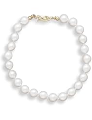 CleverSilvers 7" 66.5mm Grade A Cultured Akoya Pearl Bracelet Individually Knotted With A 14K Yellow Gold Clasp