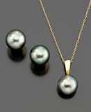 14k Gold Tahitian Cultured Pearl Pendant & Earring Set