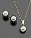 Jewelry : 14k Gold Tahitian Cultured Pearl Pendant & Earring Set