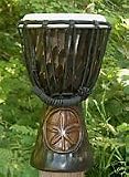 Carved Ganja Leaf Design Djembe Drum- 11-12 Tall x 7-8 Head