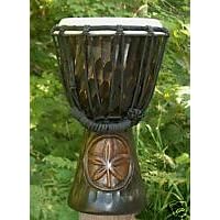 Carved Ganja Leaf Design Djembe Drum- 11