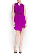 Hot Sale Mango Women's Asymmetric Wrapped Dress, Purple, 2