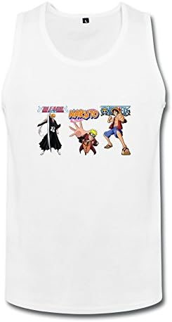 JeFF Naruto &amp; One Piece &amp; Bleach O-Neck Men Tank Tops Small White (US Size)