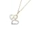 9ct 2Colour 0.015 Ct Diamond Double Heart Pendant 18" Chain Adjustable