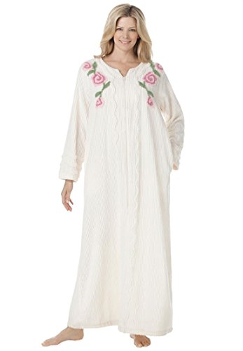 Only Necessities Women's Plus Size Robe In Plush Chenille With Pockets