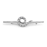 Simply Gorgeous: Sterling Silver Rhodium Finish White Cubic Zirconia Dainty Curl Brooch