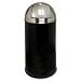 Genuine Joe 58886, Classic Round Top Push Receptacle, Spring Loaded Door, 12 Gallon, Black/Silver