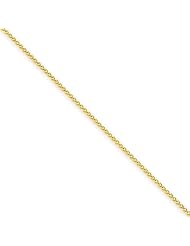 1mm, 14 Karat Yellow Gold, Round Wheat Chain - 14 inch