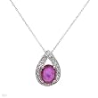 Necklace With 1.31ctw Precious Stones - Genuine Diamonds and Ruby White Gold Length 18in