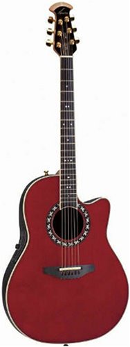 Ovation 2077 LX Legend Contour Acoustic Electric Guitar w  Case   Transparent Burgundy