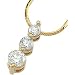 14K Yellow Gold Three 3 Stone Diamond Pendant With Chain