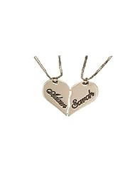 925 St. Silver Couple Names in Split Heart name necklace