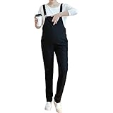 Linyuan ファッション Women Pregnant Maternity マタニティウェア・授乳服 Soft Casual Pants Suspender Bib Trouser+White T
