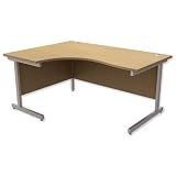 Trexus Contract Radial Desk Left Hand Silver Legs W1600xD1200xH725mm Oak