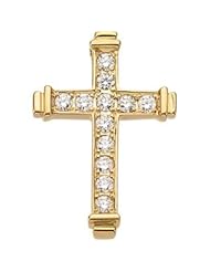 14K Yellow Gold 25.00X18.00 mm Cross Pendant W/Diamond