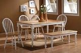 Farmhouse Style Wood Dining Table (White / Natural) (30H x 36W x 60D)