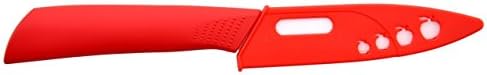 TimHome Eco-friendly & High-quality Zirconia Ceramic Knives Kitchen Utility Chef's Paring Knife with Plastic Blade Cover (5 inch, Red)