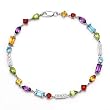 14k White Gold Multi Gemstone and Diamond Bracelet