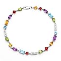 14k White Gold Multi Gemstone and Diamond Bracelet