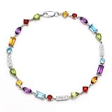 14k White Gold Multi Gemstone and Diamond Bracelet