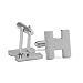 Novelty Silver Tone Fine Polished Rhodium Shiny Letter  H  or Roman  I  Shape Men's Cufflinks With Secure Bullet Backs' Closures