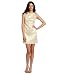 Maggy London Women's Vintage Feather Brocade Shift Dress, Ivory/Gold, 2