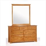 Spices Bedroom Juniper Seven Drawer Dresser and Mirror Set in Medium Oak