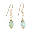 Gold Vermeil and Teal Blue Swarovski Crystal Teardrop Shaped Dangle Earrings, #7509